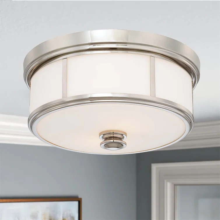 Brushed Nickel and Etched Opal Glass 20" Flush Mount Ceiling Light