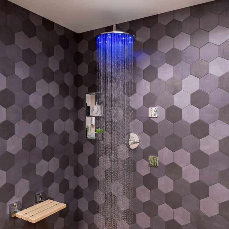 Rain Fixed Shower Head 1.8 GPM GPM with Temperature-based LED