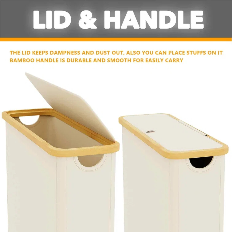 Extra Large Toilet Paper Storage With Lid, Holds Up To 24 Regular Rolls Or 18 Mega Rolls, Slim Basket Holder Bin Container For Bathroom Accessories Organizer