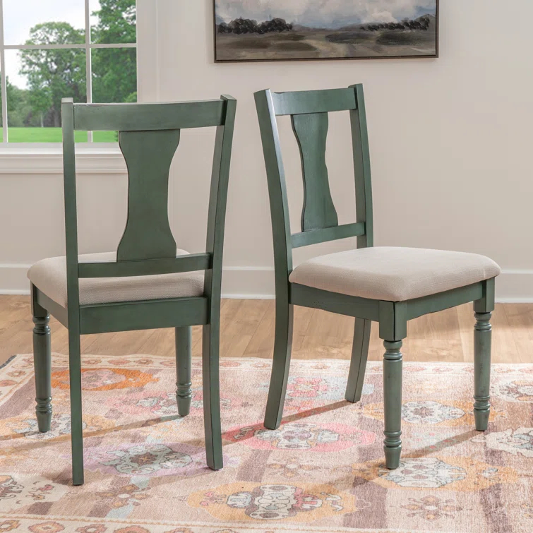 Willow Slat Back Turned Leg Upholstered Side Chair