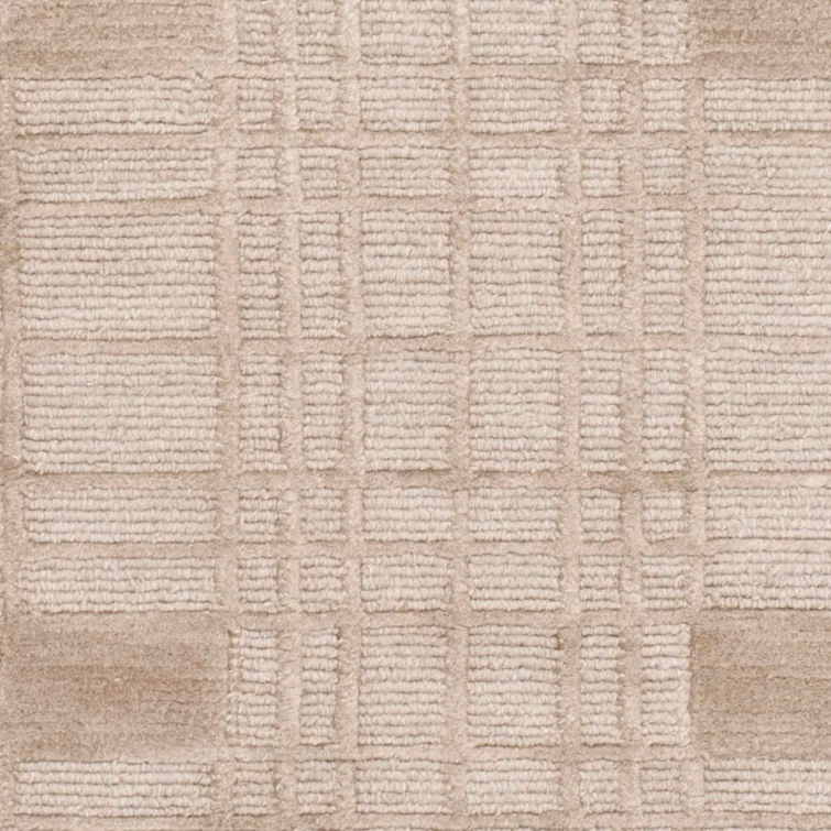 Tibetan Shag Hand Knotted Wool Pile Geometric Rug in Slate