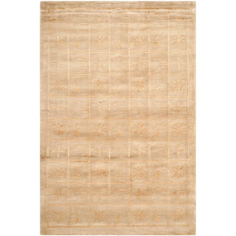 Tibetan Hand Knotted Silk & Wool Pile Oriental Rug