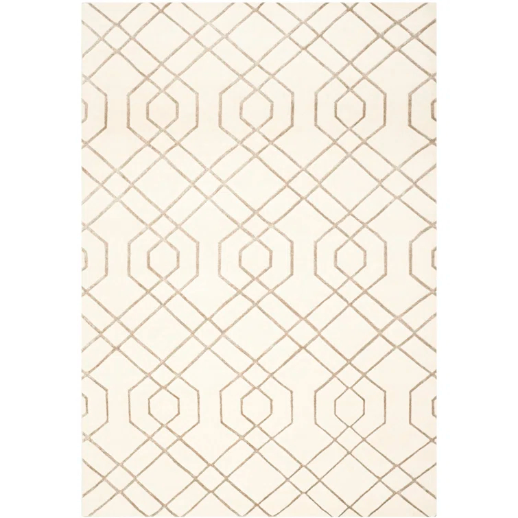 Tibetan White Geometric Rug