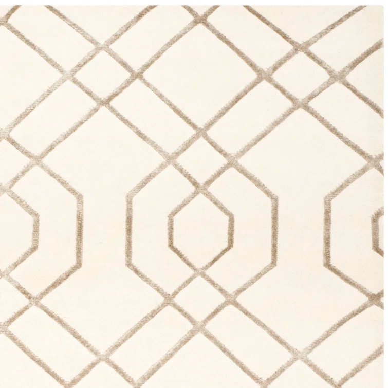 Tibetan White Geometric Rug