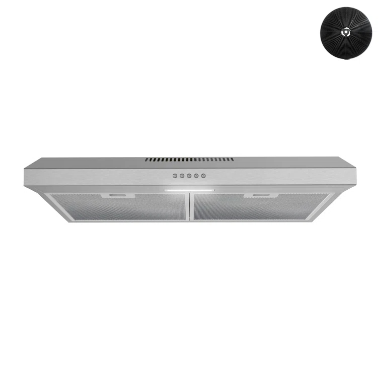 Streamline 30 In. T-3007-1-DL Savona Ductless Undermount 80 CFM Range Hood In Brushed Stainless Steel With Mesh Filters, Push Button Control, LED Light