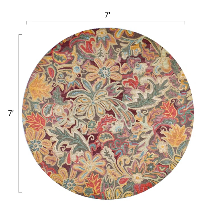 Floral Tapestry Hand-Tufted Wool Brown/Red/Spice Rug