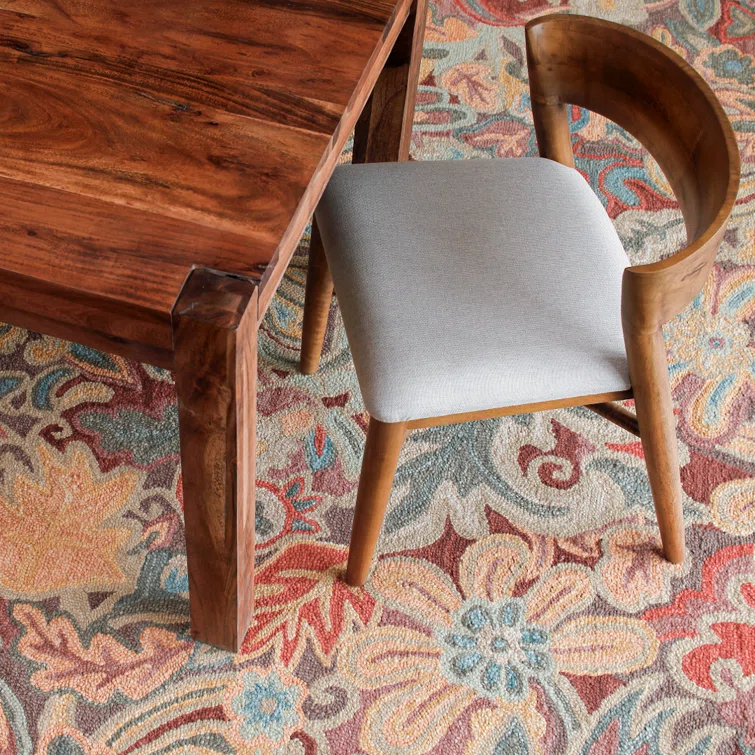 Florals Floral Tapestry Handmade Hand Tufted Wool Spice Rug