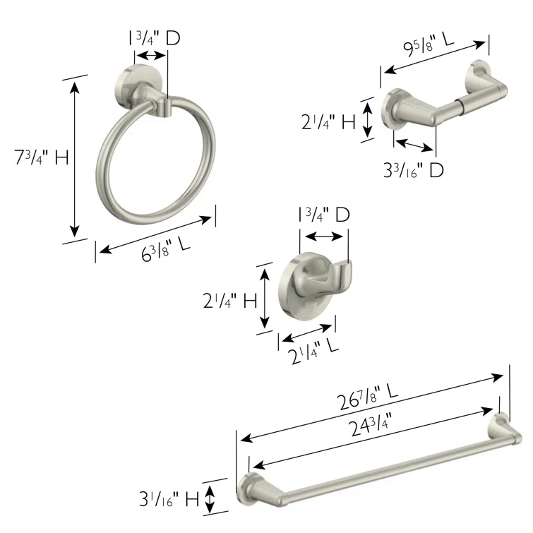Alta Bay 4-Piece Bathroom Hardware Accessory Kit in Polished Chrome