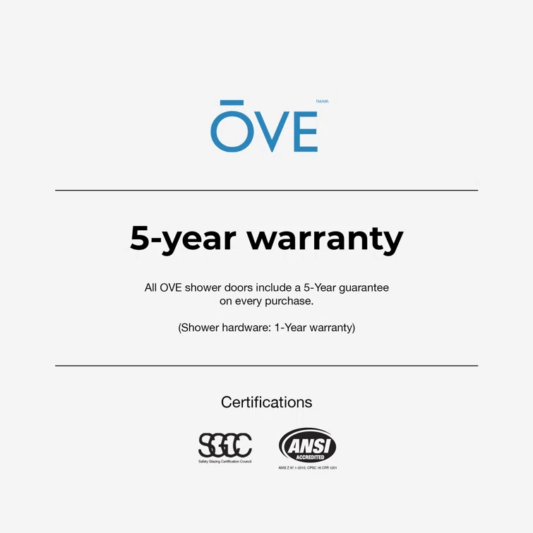 Ove Decors Stanford 48 In. W X 74 In. H Sliding Clear Straight Alcove Shower Door