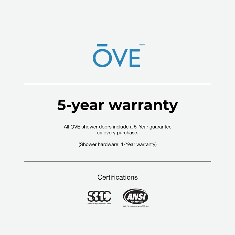 Ove Decors Stanford 48 In. W X 74 In. H Sliding Fluted Straight Alcove Shower Door