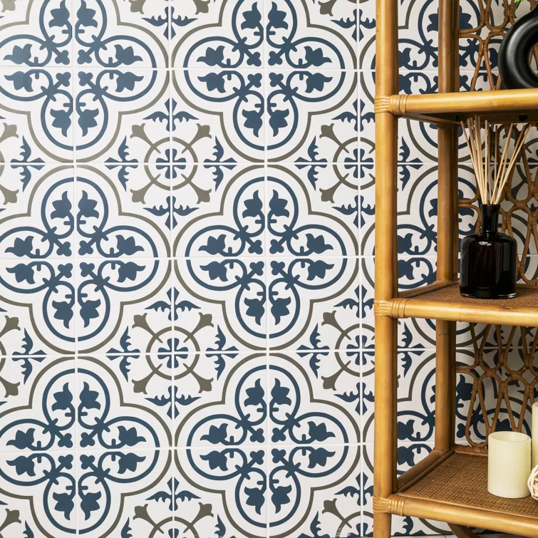 Amara 8" x 8" Encaustic Look Matte Porcelain Floor & Wall Tile