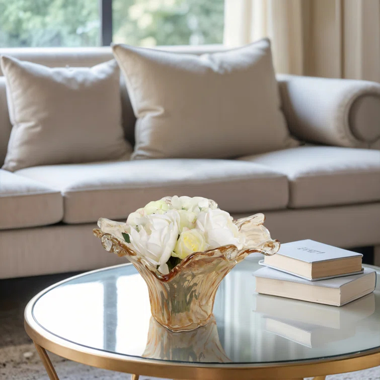 Handmade Amber Glass Decorative Table Vase