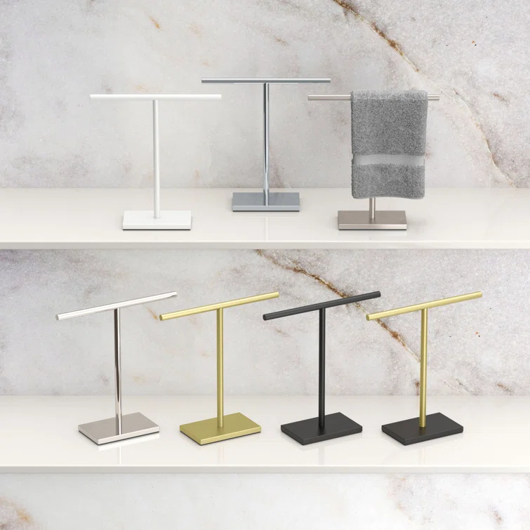 Freestanding Countertop Hand Towel Holder | 11.13"H x 10.50"W Weighted Base Towel Rack Stand