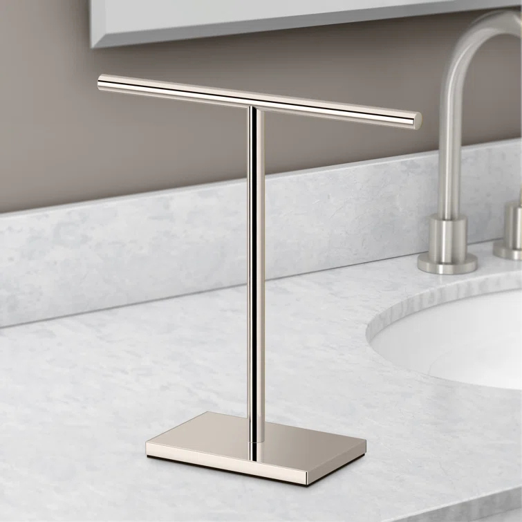 Freestanding Countertop Hand Towel Holder | 11.13"H x 10.50"W Weighted Base Towel Rack Stand