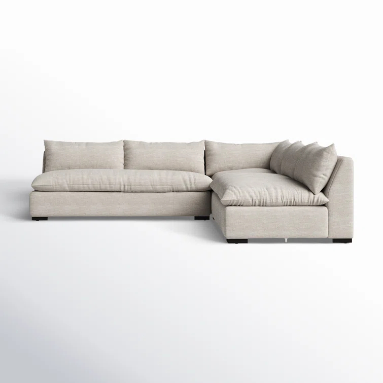Grant 3-Piece Armless Oatmeal Sectional with Textural Twill