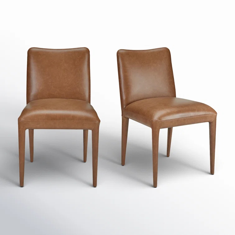 Brown High Back Upholstered Leather Dining Chair