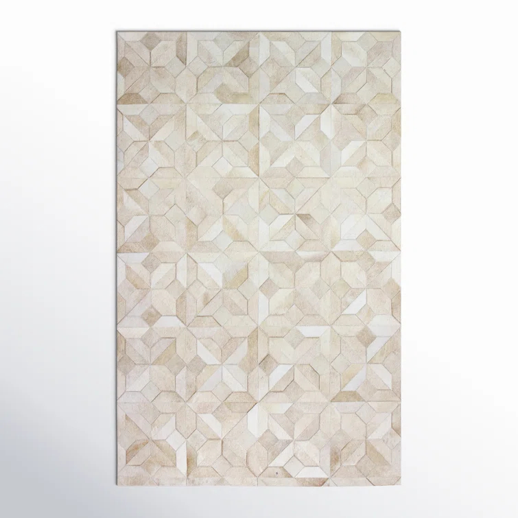 Santa Fe Cowhide Geometric Area Rug in Camel