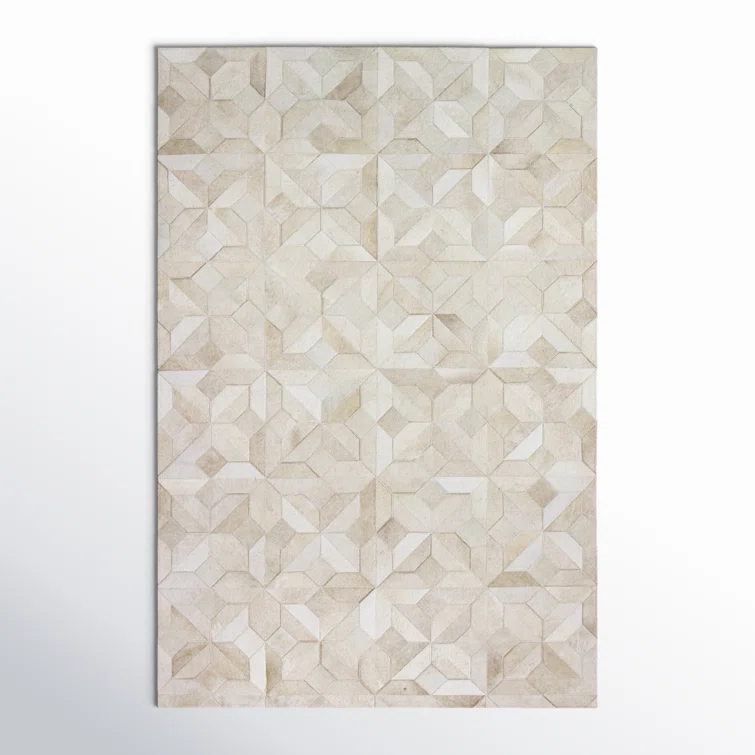 Santa Fe Cowhide Geometric Area Rug in Camel
