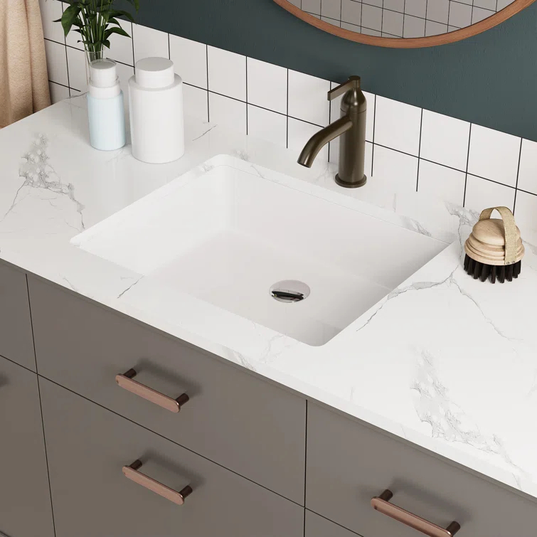 DeerValley Ursa 20" X 15.6" Rectangular Vitreous China Undermount Bathroom Sink with Overflow