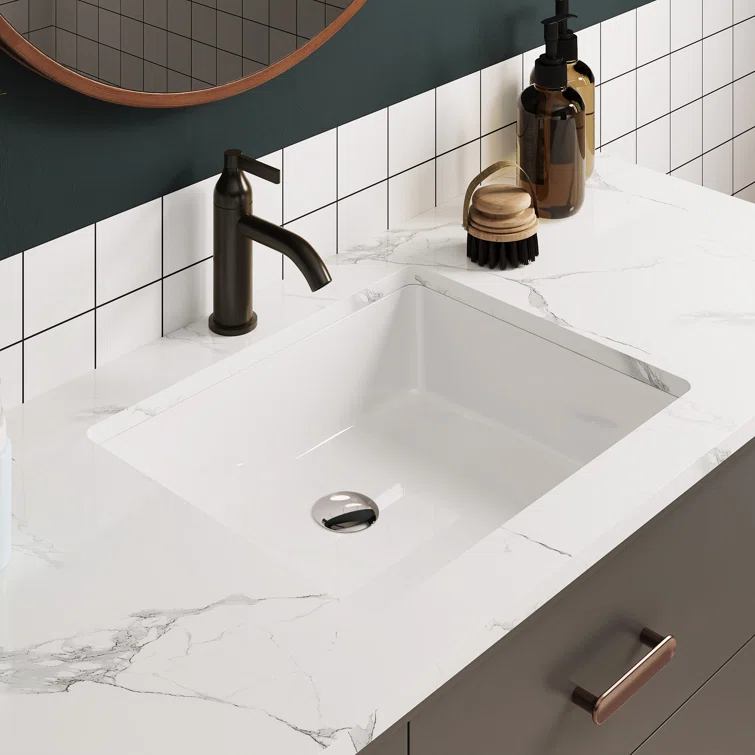 DeerValley Ursa 20" X 15.6" Rectangular Vitreous China Undermount Bathroom Sink with Overflow