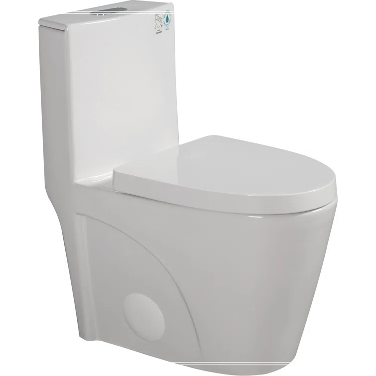 One-Piece Toilet, 1.1/1.60 GPF Water-Efficient Dual-Flush Elongated Comfort Height Floor Mounted, Standard-Size Toilet With Soft Closing Seat Included