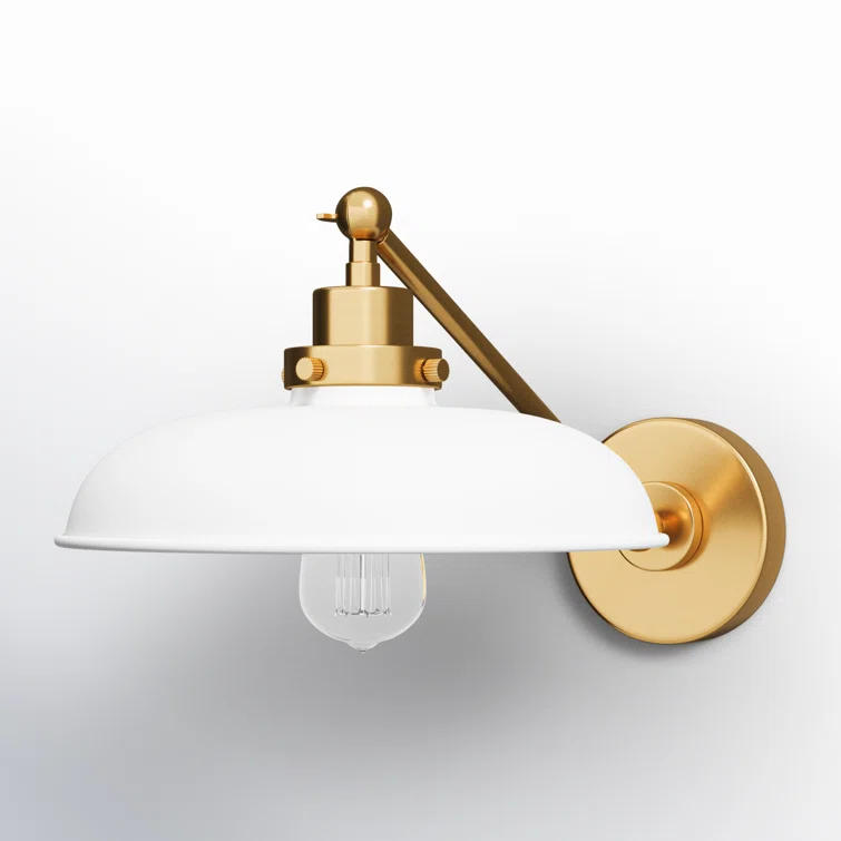 Wellfleet Matte White & Burnished Brass Dome Task Sconce