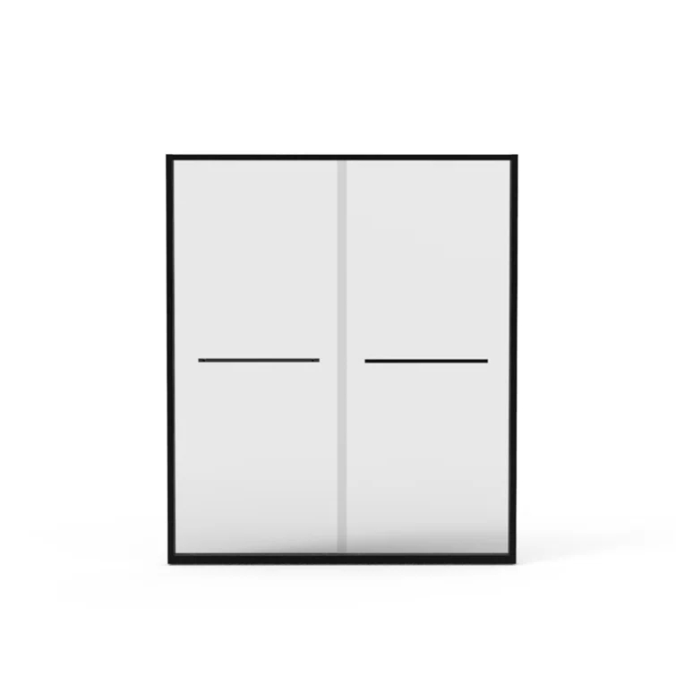 REDmintss 56-60"X70" Aluminum Frame Double Sliding Shower Door,Bypass Bathroom Sliding Door With Premium 5/16" (8Mm) Clear Tempered Glass, Black Hardware Sliding Glass Shower Enclosure,Matte Black Finished AGLBX06590A
