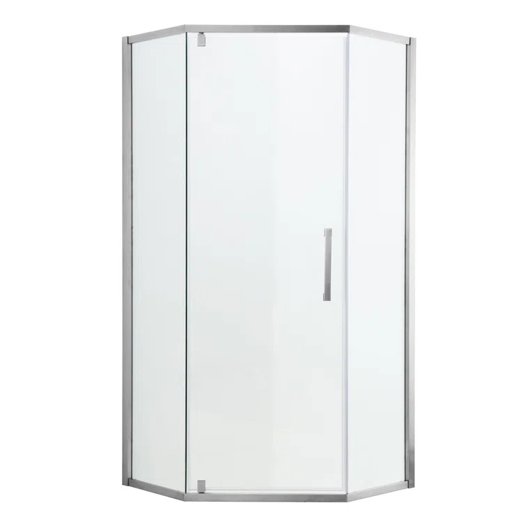 Audiohome Shower Door 34-1/8" X 72" Semi-Frameless Neo-Angle Hinged Shower Enclosure AHYTD-W124366340