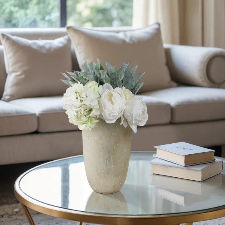 Ivory Handcrafted Round Glass Table Vase