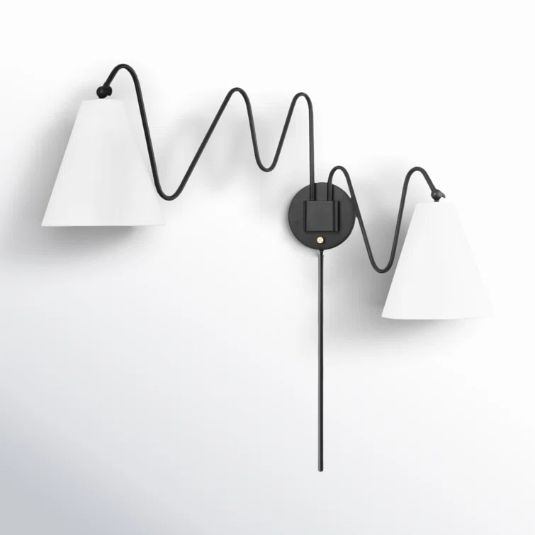 Dellon Double Plug-In Sconce - Black / Double
