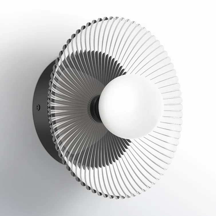 Hera Single Light Glass Dimmable LED Armed Sconce