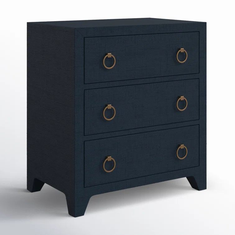Butler Specialty Company Bar Harbor Raffia 3 Drawer Chest - Navy Blue