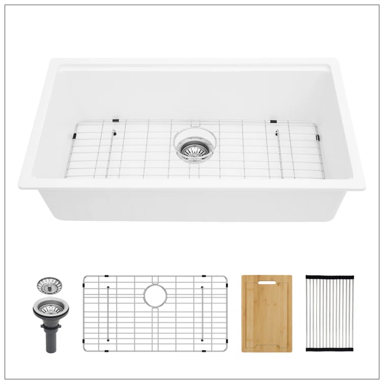 Quartz Kitchen Sink - 33X19" Granite Composite Workstation Undermount Kitchen Sink