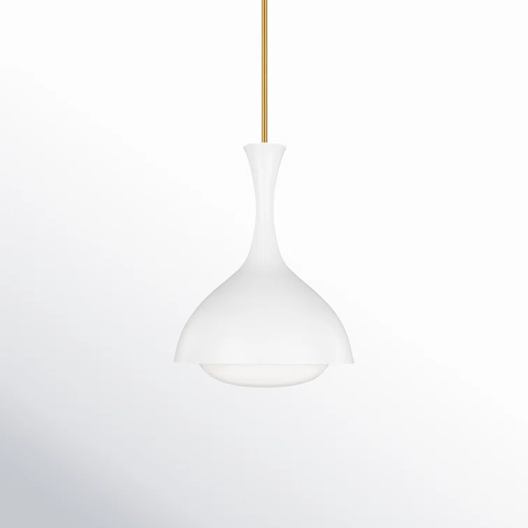 Lucerne Matte White and Burnished Brass Globe Pendant Light