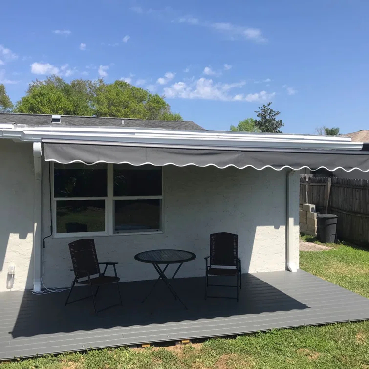 Retractable Home Patio Awning | Deck Canopy |UV Protection Sunshade | Manual Black Frame | Upgraded 2024