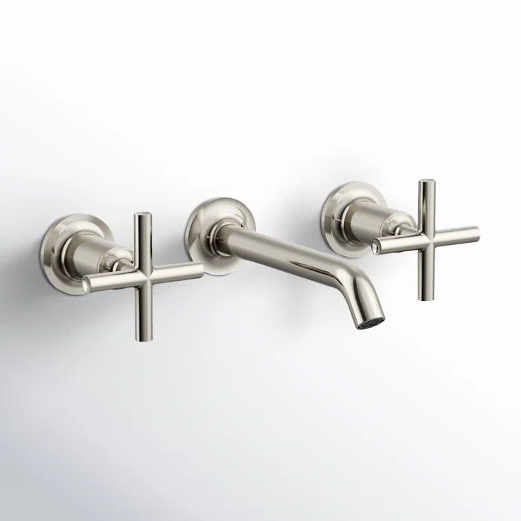 Kohler ® Purist ® Polished Nickel Wall-Mounted Bathroom Sink Faucet and Handles