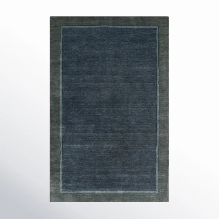 Zaley Handmade Tufted Wool Blue/Gray Area Rug