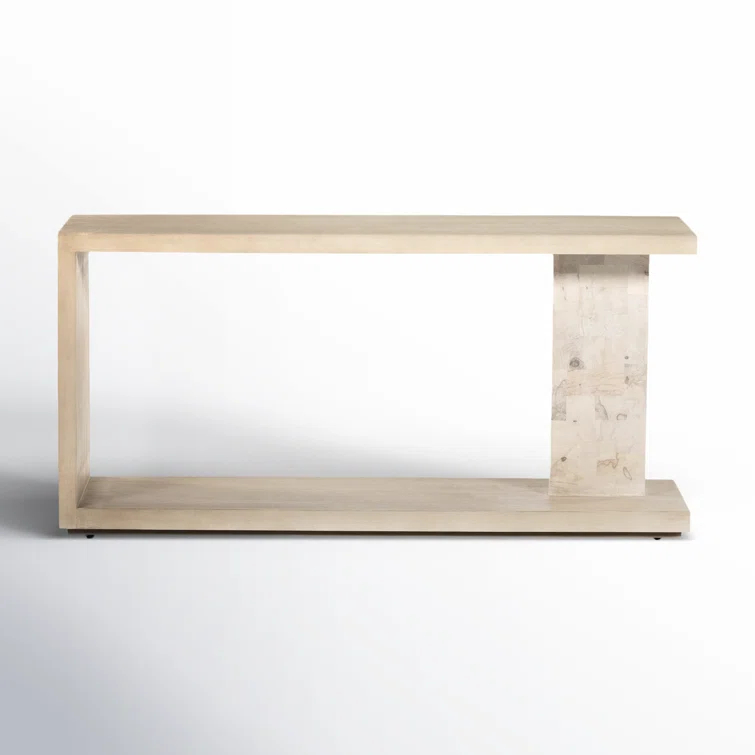 Cantilevered Modern Darian Console Table in White Mahogany