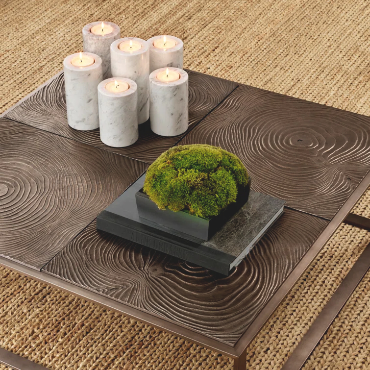 White Marble Tealight Holders with Black Veins, Set of 2