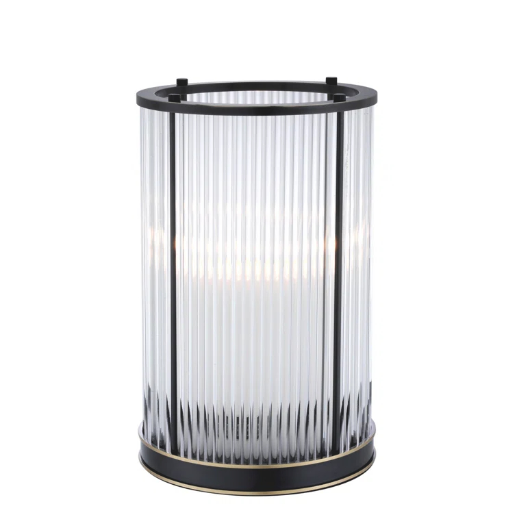 Mayson Bronze Highlight Medium Art Deco Glass Hurricane