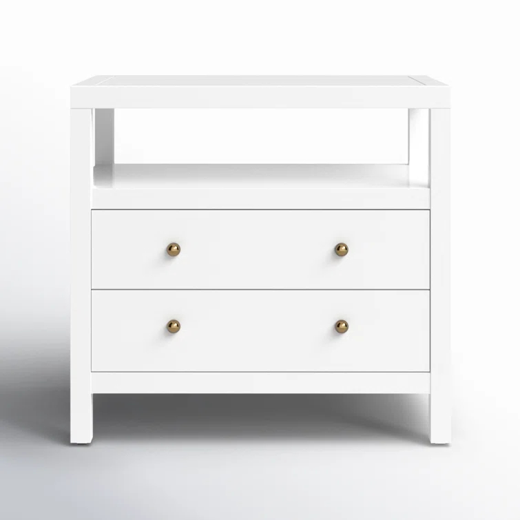 Butler Specialty Company Nora 2-Drawer Wood Wide Nightstand - Smooth White