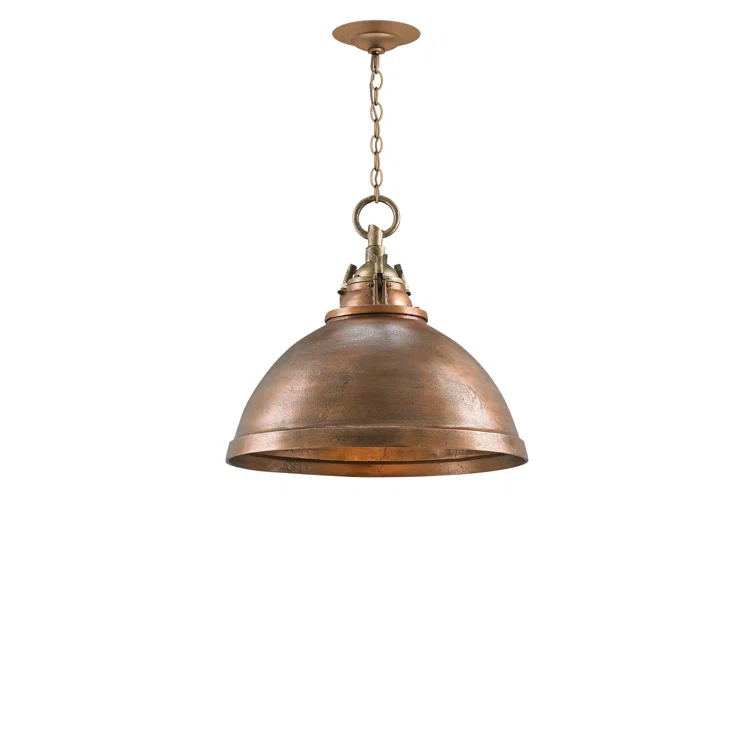Admiral Rustic 1-Light Dome Pendant in Copper/Antique Brass