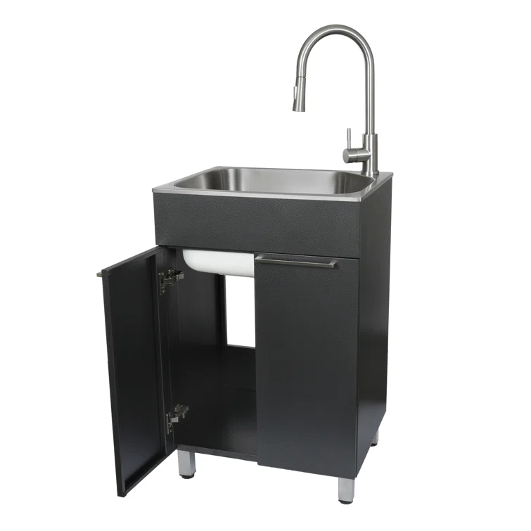 All-In-One 22" L x 18" W Free Standing Compact Laundry Sink with Faucet