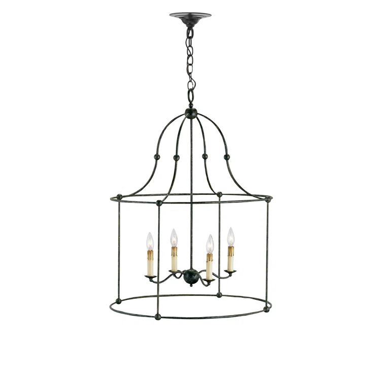 Mayfair 4-Light Candelabra Chandelier with Wrought Iron Cage