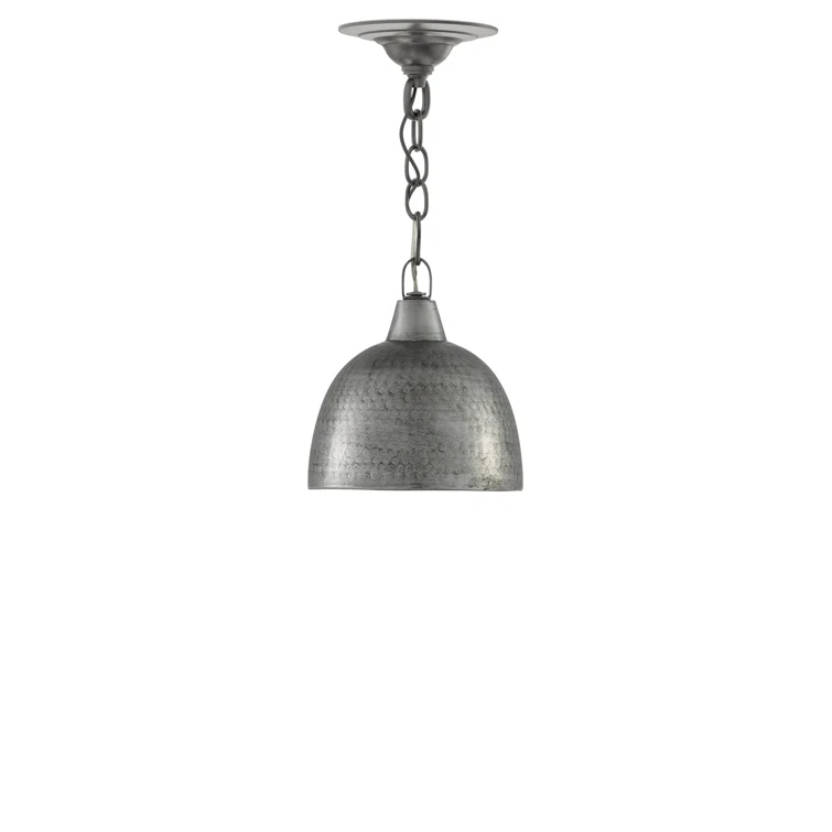 Blackened Steel 1-Light Bowl Pendant with Chain