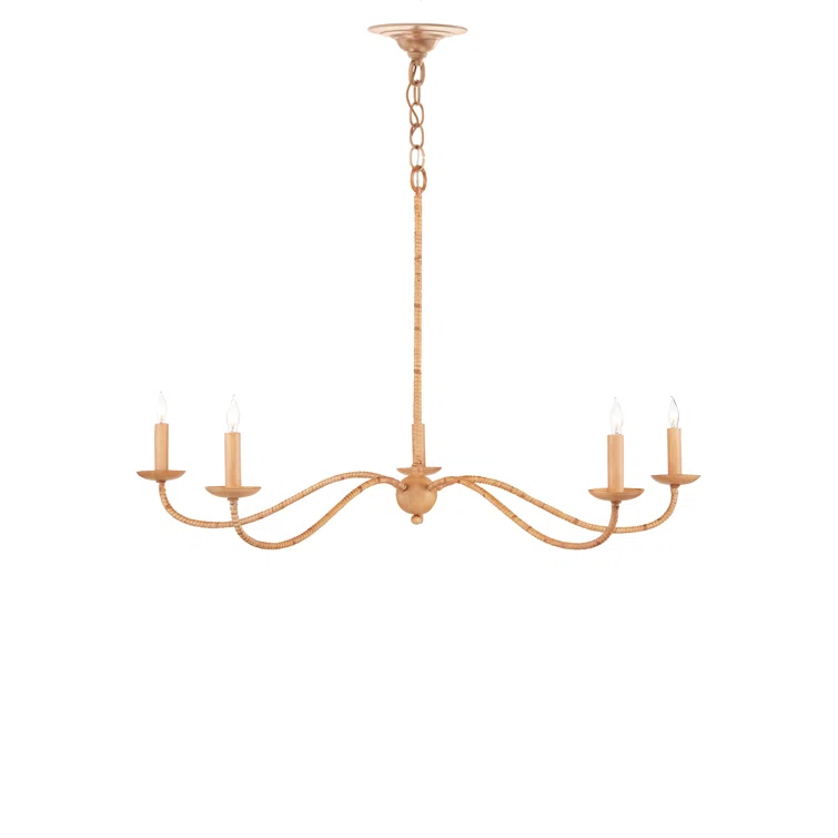 Saxon Natural Rattan 5-Light Candle Chandelier