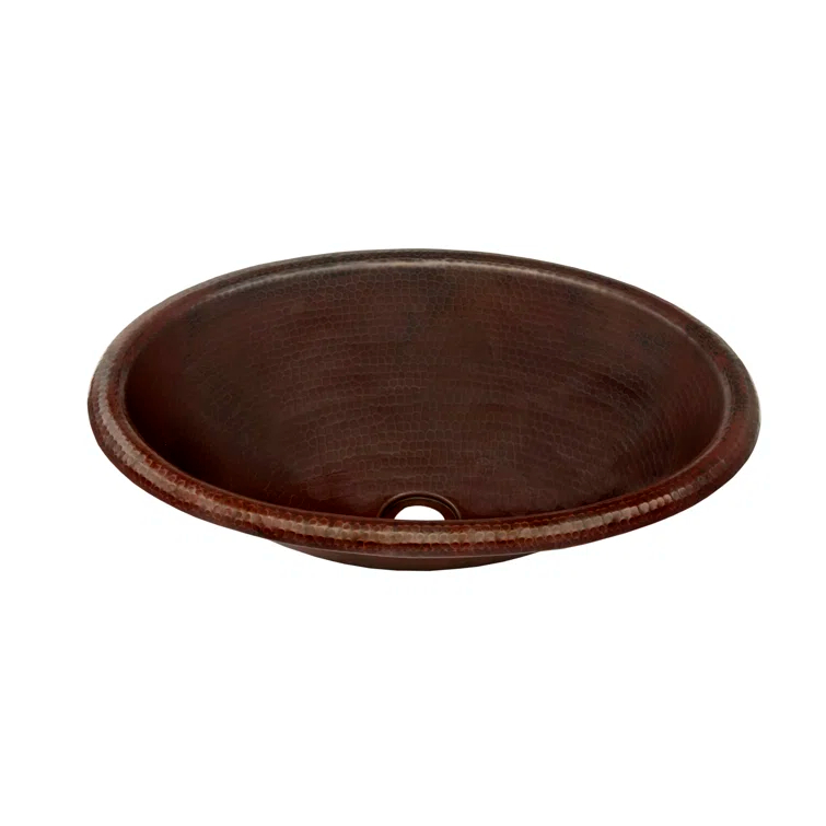 Novatto Cordoba 14'' Antique Hammered Copper Copper Oval Bathroom Sink