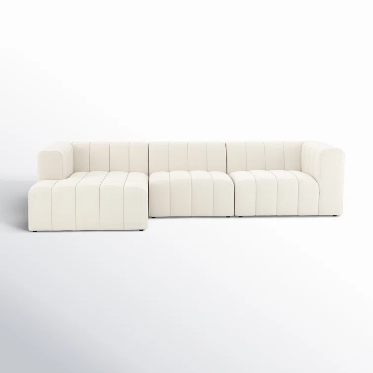 Fayette Cloud Tufted Faux Leather Three Piece Sectional Sofa