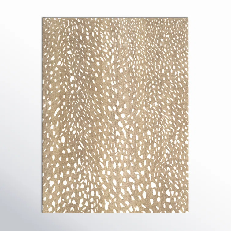 Jona Animal Print Handmade Tufted Wool Light Brown/Tan/Cream Area Rug