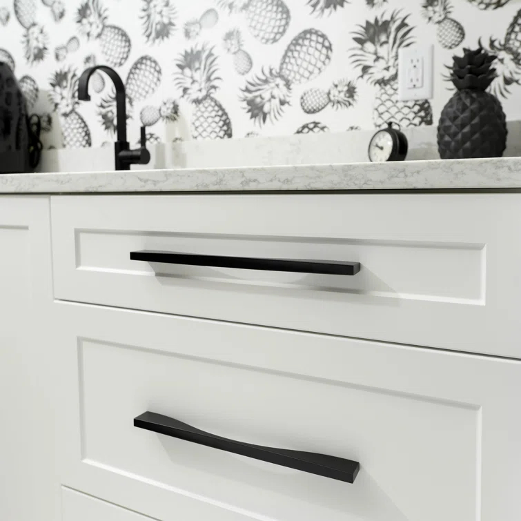 Matte Black Modern Handle Bar Pull with Mounting Hardware